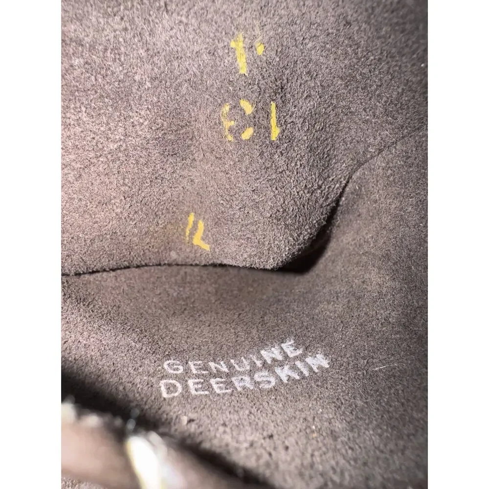 1970s Brown Deerskin Leather Gloves Contrast Whipstitch Size 7